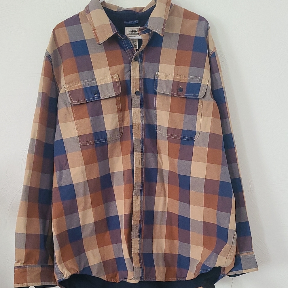L.L. Bean Blue and Brown Checkered Shirt